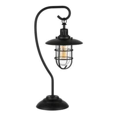 Maklaine Contemporary Metal Nautical Lantern Table Lamp in Black and Bronze - Image 1 of 4