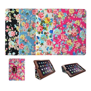 CASE FOR APPLE IPAD AIR 2 VINTAGE MULTI COLOUR FLOWER DESIGN STYLE WALLET COVER - Picture 1 of 25