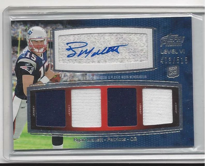 RYAN MALLETT 2011 TOPPS PRIME LEVEL 6 VI QUAD 2 COLOR JERSEY AUTO RC #D /515 - Image 1 of 1