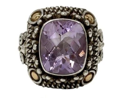 Anillo Amatista Ba Suarti 18K Esterlina Cóctel Bali Indonesia Plata 925 Talla 7 Foto 1 de 4