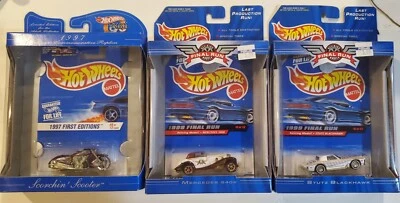 1999 Hot Wheels FINAL RUN w/BOX pearl white STUTZ BLACKHAWK & 2 more cars - Image 1 of 2
