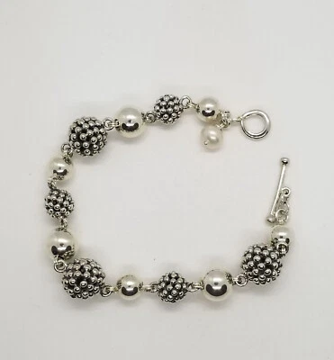 Michael Dawkins Sterling Silver Starry Night Pearl Beaded Toggle Bracelet - Image 1 of 4
