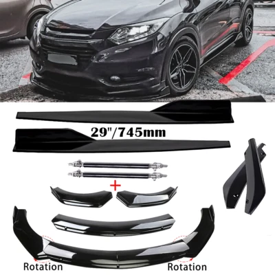 For Honda HRV HR-V Gloss Black Front Bumper Lip Spoiler Side Skirt Bod Kit GF Foto 1 de 4