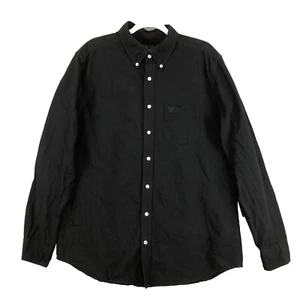 American Eagle Classic Fit Button Down Shirt Black Mens XLT Long Sleeve - Picture 1 of 9