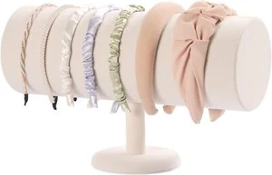 T-bar Headband Holder Organizer, Hair band Ear Display Stand, Beige Velvet Stand - Picture 1 of 1