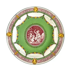 Antique Wedgwood England Etruria Plate Neoclassical Apple Green Transferware - Picture 1 of 6