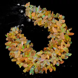 Natural Ethiopian Opal Gemstone Uncut Smooth Beads 7X5 17X3 mm Strand 8" GB-795 - Picture 1 of 4