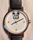WORKING Mickey Mouse Disney Channel Womens Watch Black Leather Band
