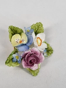 Hilvercastle Floral English Bone China Floral Brooch Hand Painted Vintage - Picture 1 of 9