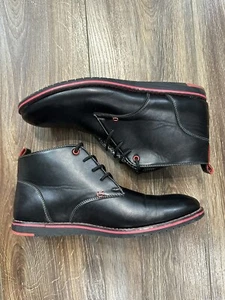 Stivali uomo SOLO modello Main Land-100 nero/rosso stringati ecopelle taglia 10 - Foto 1 di 7