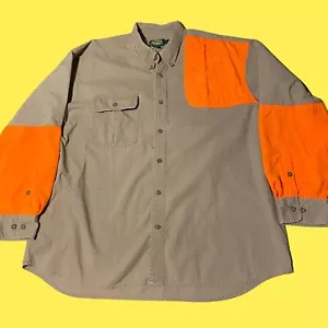 Cabelas Outdoor Gear Shooting Shirt Mens XL Button Up Khaki & Blaze Orange - Picture 1 of 7