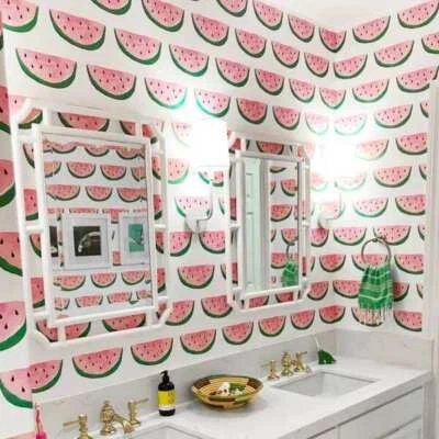 Papel pintado Katie Kime 3 rollos dobles rebanada de sandía 28" de ancho nuevo sin usar Foto 1 de 3