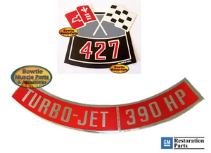 66 67 68 69 IMPALA CORVETTE CAPRICE FULLSIZE BEL AIR 427 390HP ENGINE DECAL SET - Picture 1 of 1