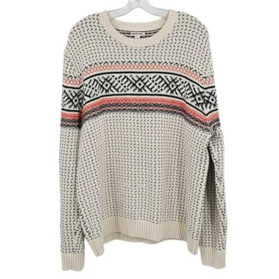 Suéter Merona Fair Isle XL Marfil Azul Marino Rojo Nórdico Manga Larga Tejido Cuello Redondo Foto 1 de 4
