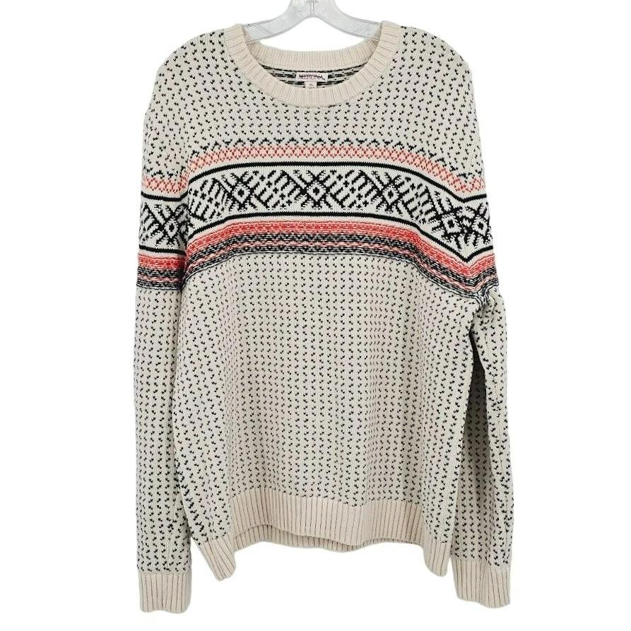 Suéter Merona Fair Isle XL Marfil Azul Marino Rojo Nórdico Manga Larga Tejido Cuello Redondo Foto 1 de 4