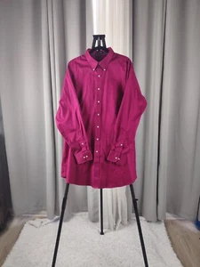 Camicia elegante uomo Izod misto cotone magenta twill taglia 18,5 alta (35/36) - Foto 1 di 13