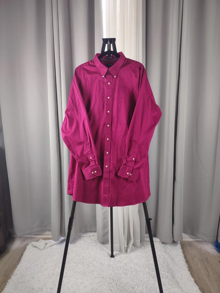 Izod Men's Magenta Cotton Blend Twill Dress Shirt Size 18.5 Tall (35/36) - Image 1 of 4