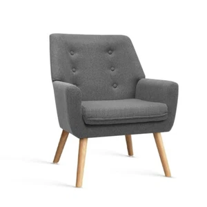 Artiss Armchair Lounge Chair Fabric Sofa Accent Chairs Tub Dining Arm Chair Grey - Picture 1 of 8