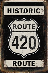 Historic Route 420 Highway Sign: Novelty Metal Poster 12x8 - Picture 1 of 2