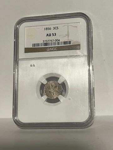1856 Silver Three Cent 3C NGC AU53 Cover