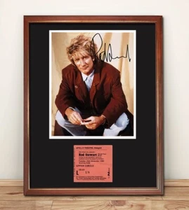 ROD STEWART '80 Glasgow Scotland FRAMED 17x13 Signed Photo & Ticket DISPLAY Repr - Picture 1 of 1