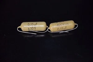 Two vintage Mullard Mustard Philips Capacitors 0.15mfd / 400V Marshall,Fender .. - Picture 1 of 7