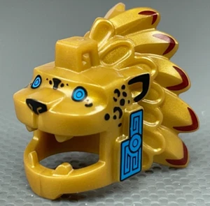 LEGO Ancient Warrior Minifigure Head Cover Aztec Jaguar Head Dress Pearl Gold - Picture 1 of 6