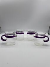 4 X Bodum Bistro Glass Cup Mug Purple Plastic Round Handle Coffee Tea Star Trek