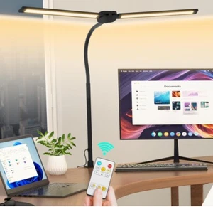 LED Schreibtischlampe für Home Office, Doppelkopf Computer Schreibtischleuchten mit Klemme &... - Bild 1 von 7