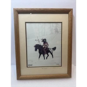 Litografía vintage firmada por Marguerite Fields 1986 "The Scout" 363/500 nativa - Imagen 1 de 11