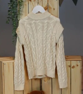 Suéter de punto de invierno para niñas Crema Edad 7-8 Grueso Cálido Cuello Alto NUEVO - Imagen 1 de 6