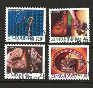 Simbabwe 2021 Musikinstrumente 4er Set fein gebraucht - Bild 1 von 1