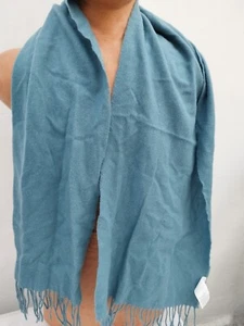 MUJI Sciarpa Donna Turchese Blu 100% Lana Sciarpa Rettangolare Morbida - Foto 1 di 5