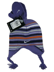 Conjunto de guantes gorro coleta Nike para niños pequeños 2-4T púrpura a rayas - Nuevo con etiquetas - Imagen 1 de 3