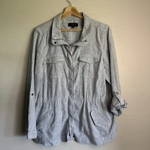 Giacca Talbots lino/cotone a righe blu/bianco taglia XL Petite leggera donna - Foto 1 di 9
