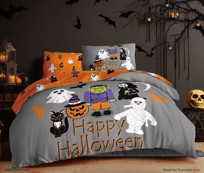 CHARLOTTE ANDERSEN Halloween Ghost Mix Bedding Set Reversible Duvet Cover With Pillowcases