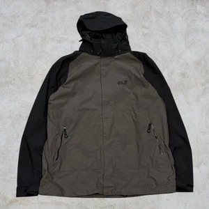 Jack Wolfskin Jacket Mens XL Grey Black Texapore Rain Coat Walking Outdoors - Picture 1 of 6