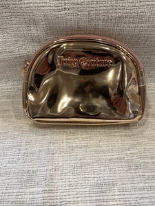 Juicy Couture Cosmetic Bag Rose Gold Copper Shiny JC Logo Makeup Travel Bottle - Picture 1 of 12