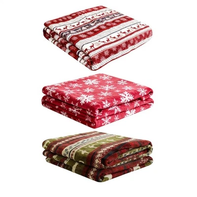 Estera polar de Navidad para decoración del hogar de copo de nieve de franela cálida Foto 1 de 4