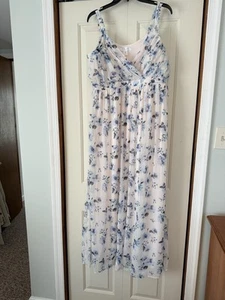 Motherhood Maternity Write And Blue Floral Maxi Dress Size Large great condition - Picture 1 of 7