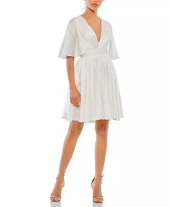 Mac Duggal Satin Flowy Cape Sleeve Mini Dress size 2. H - Picture 1 of 4