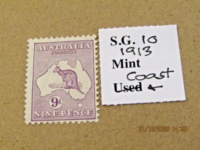 AUSTRALIA SG 10 KANGAROO 9d VIOLET M/MINT COAST - Image 1 of 2