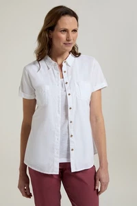 Mountain Warehouse Coconut Ladies Shirt 100% Cotton Short Sleeve Zipped Pocket - Picture 1 of 66