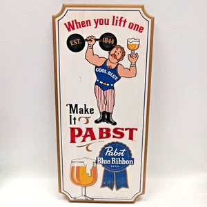 VINTAGE ORIGINAL PABST BLAUES BAND BIER PBR WENN SIE EIN HOLZSCHILD HEBEN 11"x24" - Bild 1 von 5