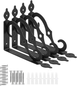 Paquete de 4 soportes de estante de hierro de 7,5 X 5,5 pulgadas de espesor soporte de estante pesado - Imagen 1 de 7