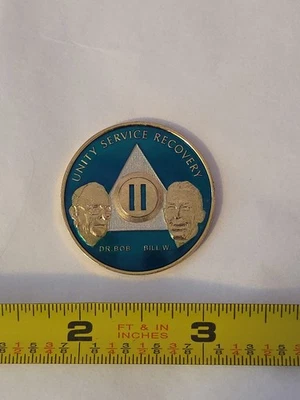 Alcoholics Anonymous A A 2 years Founders Medallion Blue - Image 1 of 3