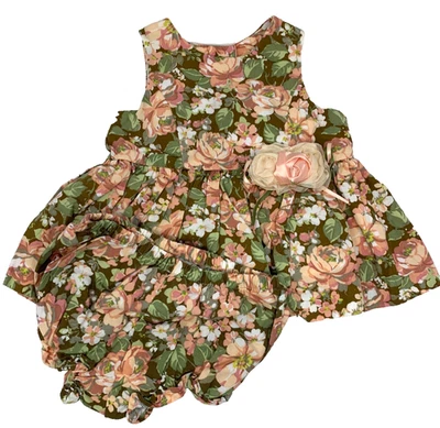 Laura Ashley 女宝宝 0-3 个月秋玫瑰花卉套装带粉红色紧身胸衣 — 第 1/4 张图片