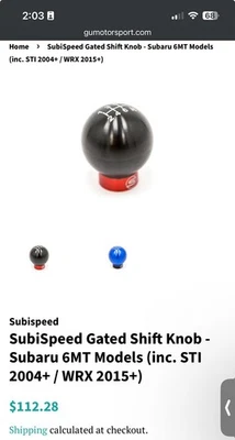 SUBISPEED GATED SHIFT NOB SUBARU STI WRX MODELS 6 SPEED  FITMENT RED - Image 1 of 4