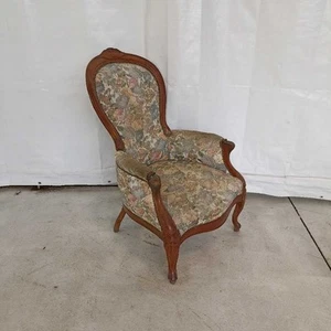 Poltrona Antica Stile Luigi Filippo Legno Intagliato Italia Primi '900 Originale - Foto 1 di 6