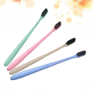  Juegos de 4 cepillos de dientes de bambú cepillos de dientes manuales carbón - Imagen 1 de 12